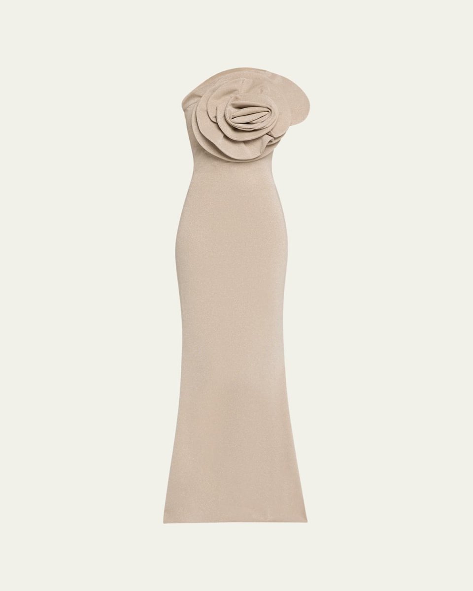 Shimmer One-Shoulder Flower Gown